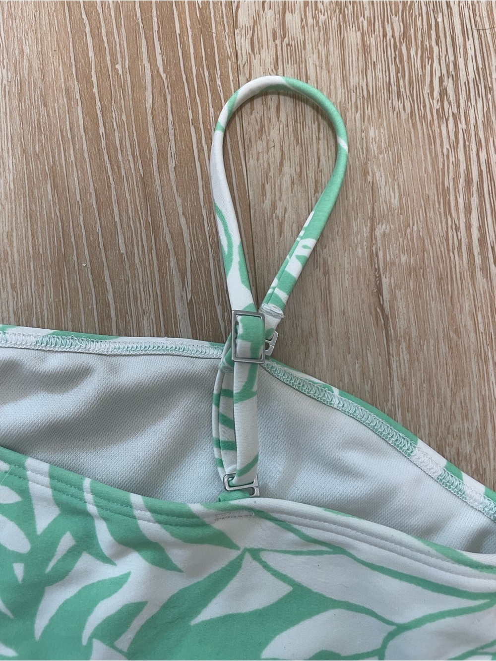 Abercrombie Kids green floral asymmetrical cutout one-piece swimsuit; 13/14 - Picture 3 of 7